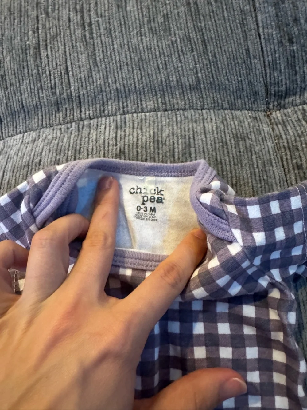 chick pea Lavender and White Gingham Baby Bodysuit with pants